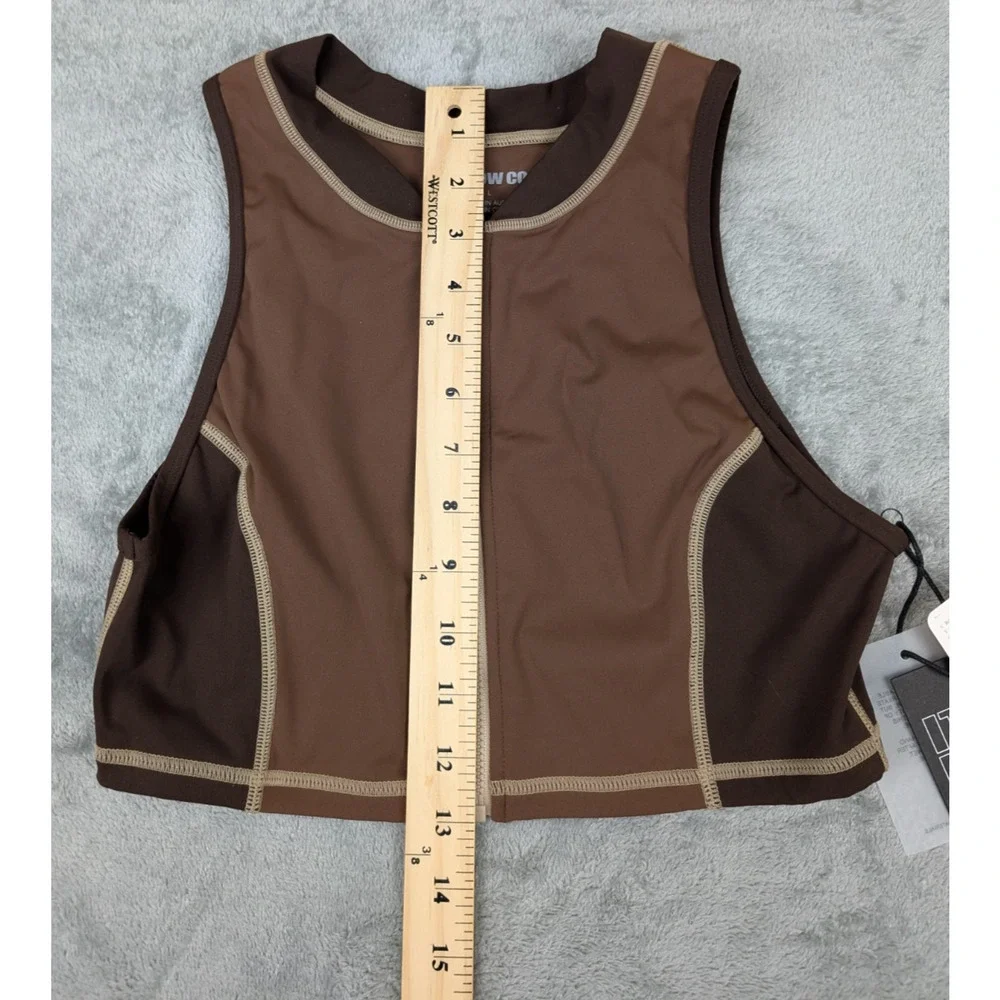 It's Now Cool The Contour Zip Crop Brown Tortoise Size L NWT